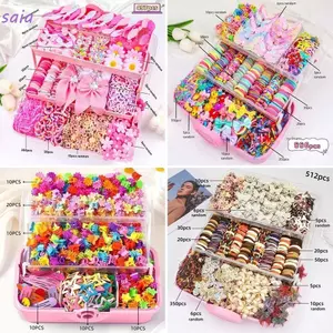 Kẹp tóc SAIA, Bộ phụ kiện tóc bằng nhựa bằng vải, Nơ đầy màu sắc Barrettes Kiểu tóc đuôi ngựa