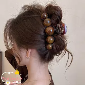 TOPTOOLCX Kẹp Tóc, Móng Vuốt Tóc Đính Hạt Màu Retro, Dụng Cụ Tạo Kiểu Kẹp Tóc Bằng Nhựa Hình Học 11cm Thời Trang