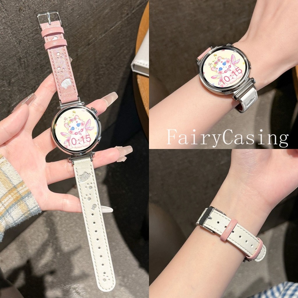 Dây da mèo con rỗng 18mm 20mm 22mm cho Samsung Galaxy Watch 8 7 FE 6 4 Vòng đeo tay cổ điển 5 Pro