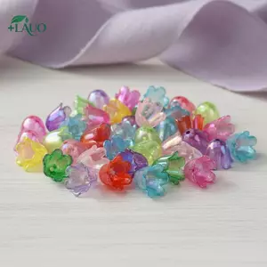 Springevenstar 100 Chiếc Hoa Acrylic Hạt Chuông Hoa Miếng Đệm Hạt Mũ Cho DIY Quyến Rũ Vòng Tay Nelace Trang Sức Thủ Công Làm Phụ Kiện Springevenstar