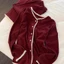 Bộ đồ ngủ bán chạy livestream xuất khẩu, bộ đồ ở nhà nữ tay dài kiểu cardigan viền ren giữ ấm vải dê nhung