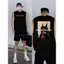 Mùa Hè Nặng Cotton Nguyên Chất Dạo Phố Doberman In Áo Thun Rời Thường Ngày Phong Cách Mới Áo Khoác Không Tay Của Mỹ