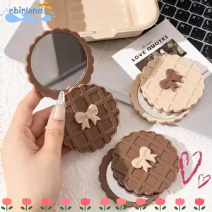 Gương du lịch di động EBINLANDS, Gương bỏ túi Mini họa tiết bánh quế cỡ nhỏ, Phụ kiện thời trang Gương trang điểm gấp kính chất lượng cao Sử dụng du lịch