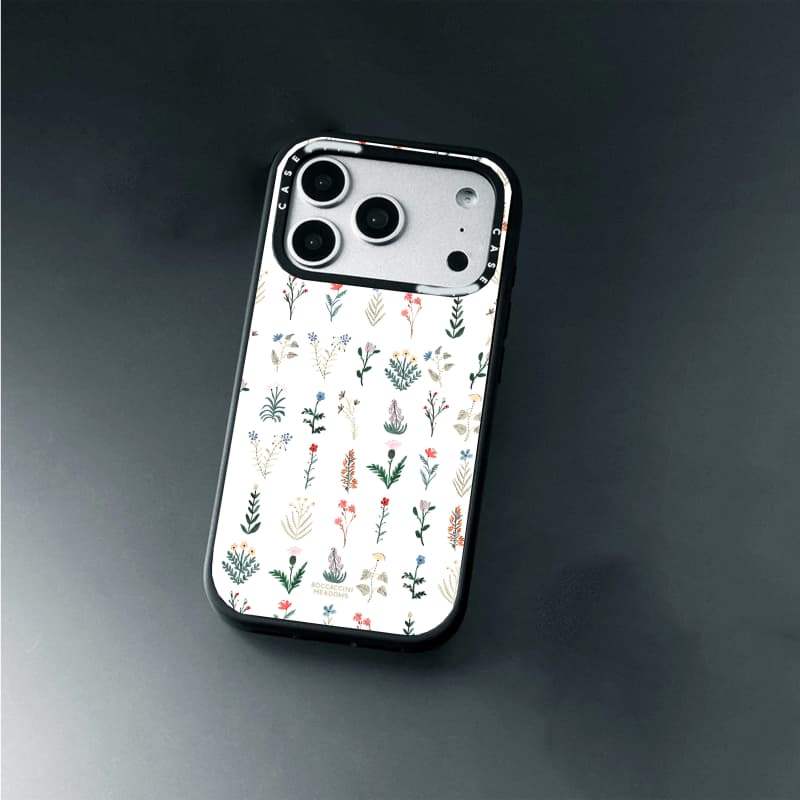 CASECASE X Diitsy Floral - Ốp lưng màu trắng Phiên bản vòng máy ảnh mờ màu đen cứng hút từ tính Vỏ tác động cho Apple IPhone 13 14 15 16 17 Pro Max Air Plus có hộp