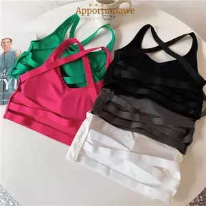 IAPPORTUNIA Quần Lót Tập Yoga, Áo Ngực Tập Thể Dục Lưng Mềm Mại Màu Trơn, Thiết Kế Đẩy Thời Trang Thoáng Khí Thể Thao Top Tập Yoga