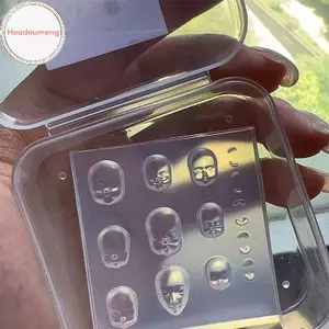 Houdou 1 Chiếc Hoạt Hình Mặt Người Búp Bê 3D Khuôn Silicon Móng Tay Khắc Tay Khuôn Móng Tay Nghệ Thuật Trang Trí Silicon Thời Trang Làm Móng Tay Khuôn Phụ Kiện VN