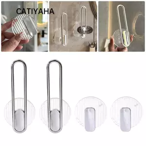 CATIYAHA 1 Cái Giá đỡ bảo quản tóc, Giá đỡ băng đô treo tường tự dính, Giá đỡ chống lỗ không đục lỗ Phụ kiện phòng tắm gia đình Phụ kiện tóc Móc lưu trữ