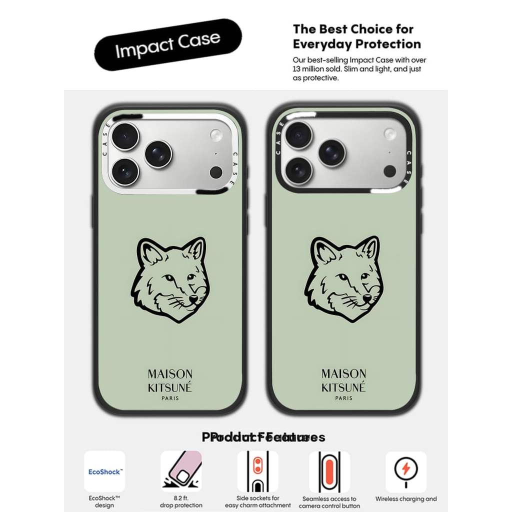 CASECASE X Fox Head Mềm Bạc Hà Ốp Lưng Máy Ảnh Màu Trắng Vòng Phiên Bản Mờ Đen Cứng Hút Từ Tính Tác Động Dành Cho Apple IPhone 13 14 15 16 17 Pro Max Air Plus Có Hộp