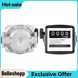Belleshopp Belleshopp Đồng hồ đo nhiên liệu cơ học 4 chữ số Lưu lượng kế dầu diesel cho máy bơm chuyển thùng diesel 25mm (1 ren trong) 5-30 GPM/20-120L/phút