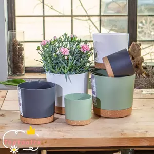 TOPTOOLCX Chậu hoa trong chậu cây cảnh, hình tròn có khay thoát nước Chậu cây, Thiết kế tách nhựa thời trang Chậu trồng trọt tăng trưởng thực vật Trang trí nhà cửa