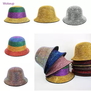 Woke Unisex Full Kim Cương Xô Mũ Người Phụ Nữ Vành Rộng Kim Cương Giả Panama Mũ Nam Sang Trọng Cá Tính Mũ Sân Khấu Người Cá