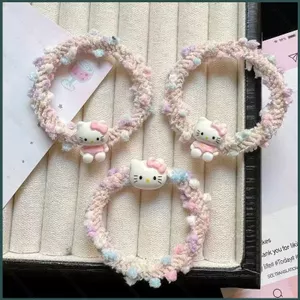 YT4 Dây buộc tóc đầy màu sắc HelloKitty mùa hè mới hoạt hình dễ thương Vòng tay co giãn cao Dây buộc tóc đa năng