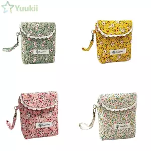 Túi đựng khăn ăn vệ sinh YUUKII, Túi trang điểm son môi Cotton phong cách mục vụ, Túi xách công suất lớn hoa thời trang dành cho nữ bé gái