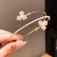 Vòng tay mở IFASIN, Vòng tay hoa có thể điều chỉnh bằng đồng, Vòng đeo tay Zirconia Micro-Set nhiều lớp