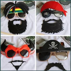 YT4 Happy Halloween Cosplay Trang Phục Cho Bé Trai Nam Cướp Biển Mũ Kính Mát Râu Bộ Trang Trí Tiệc Trẻ Em