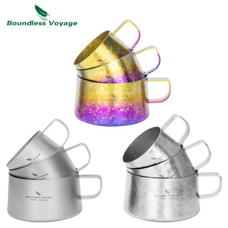 Boundless Voyage Đôi Tường Titan Cốc Có Thìa 75 / 100 / 200ml Mini Espresso Trà Siêu Nhẹ Cắm Trại Bộ Đồ Ăn Di Động