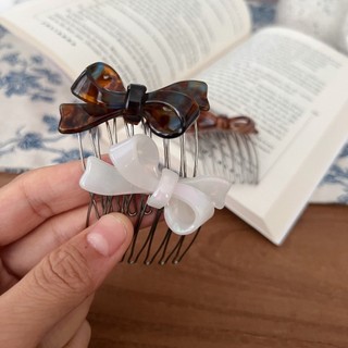 Kovoi / Phong Cách Mới Ngọt Ngào Dày Màu Nơ Nổ Lược Tóc Gãy Acetate Tóc Chèn Nữ Đầu Lưng Lược Kẹp Tóc