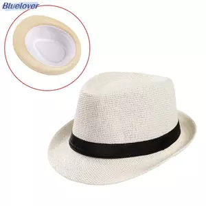Bluelover Unisex Mũ Nam Nữ Fedora Trilby Rộng Vành Rơm Mũ Đi Biển Mặt Trời Quý Ông Adlut Mới