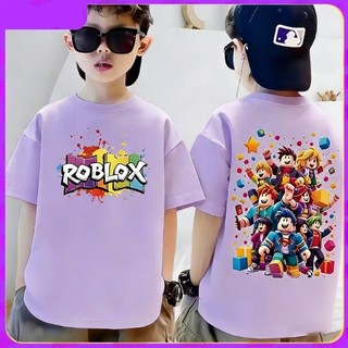 Áo phông mùa hè cho bé trai và bé gái in hình Roblox mát mẻ, được làm từ chất liệu cotton mềm mại, thoải mái