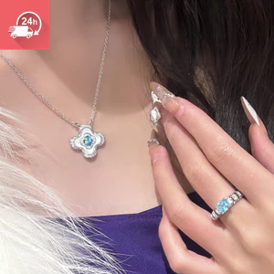 Màu đá quý xanh biển phong cách tiệc cao cấp vòng / vòng cổ họa tiết cổ điển
