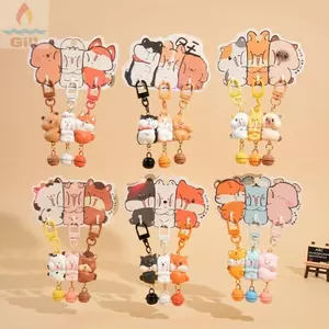 GILL 3 Bộ Móc Khóa Động Vật, Móc Khóa Chụp Từ Tính Hoạt Hình Nhựa, Quyến Rũ Từ Mini Móc Khóa Bộ Quà Tặng