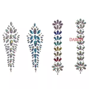 DARON Lễ Hội Âm Nhạc EDM Miếng Dán Hình Xăm, Nhãn Dán Đầu Trước Pha Lê 3D Thời Trang, Trang Trí Móng Tay Nghệ Thuật Lấp Lánh Trang Trí Tóc Trang Trí Lễ Hội Kim Cương Giả