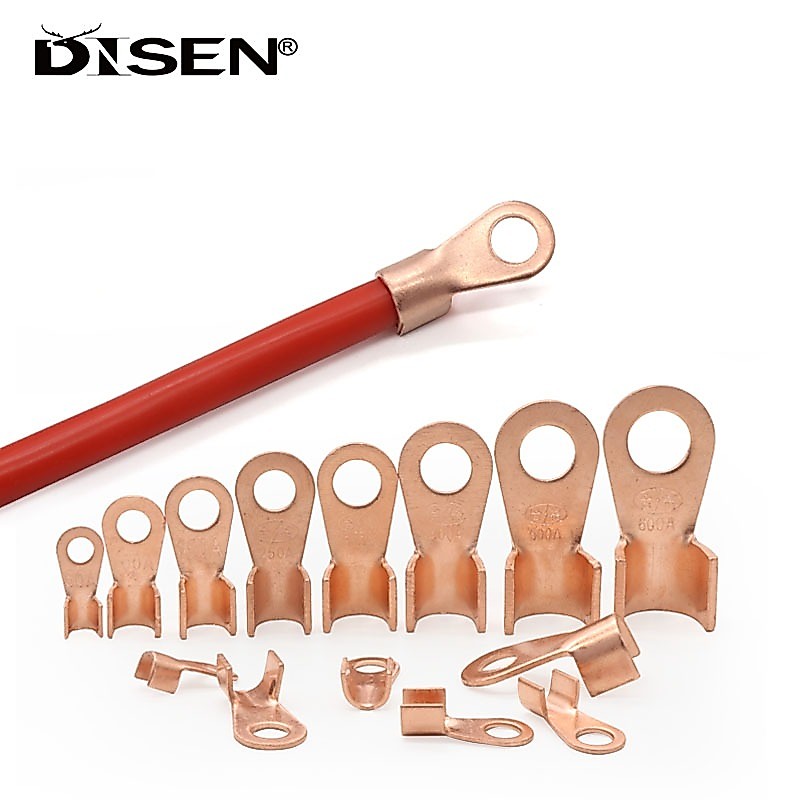 1 / 2 / 4 / 10 Cái OT Loại 3A-800A Dây Thiết Bị Đầu Cuối Đồng Đỏ Trần Mũi Lugs Uốn Mở Miệng Cáp Kết Nối Mối Nối