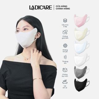 Khẩu Trang 9A LADICARE Túi 10 Cái 5 Lớp Dày Dặn, Kháng Bụi, Chống UV, Quai Mềm