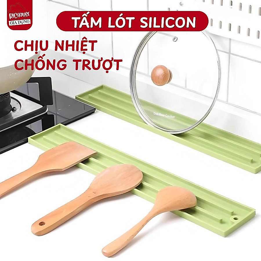 Tấm Lót Silicon Chống Trượt Đặt Vung Nồi Thông Minh Chịu Nhiệt Tốt, Dễ Vệ Sinh,Tiện Lợi