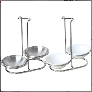 Giá Để Thìa Canh Đôi Inox - Giá Kê Muôi Lẩu và 2 Bát Đựng Sành Sứ / Inox Sang Trọng