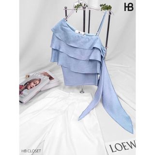 HB - Set Áo Trễ Vai Tầng Bèo Thả Tà Sang Chảnh Mùa Hè S158