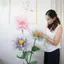 Hoa mẫu đơn nhân tạo AMLU, Cánh hoa lông tơ nhiều lớp 40 / 50cm Đầu hoa lớn, Màn hình hiển thị sàn hoa giả ngoài trời bằng lụa