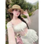 HTT38 Set ren thô boi Áo trễ vai hở eo ngắn mix chân xoè tầng có lót bảo hộ BYJOLIE