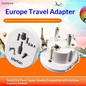 Luckyew 1 Cái Chất Lượng Cao Đa Năng AU US UK CN Sang EU KR Wall Soet EU Plug Adapter 16A 250V Du Lịch Adapter Chuyển Đổi 2 Tròn Soet TQ
