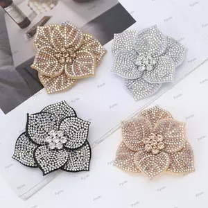 PYCOU Miếng Dán Hoa Kim Cương Giả, Lấp Lánh DIY Craft Vải Trâm Cài Hoa, Tôn Trang Hoa Hồng Thổ Cẩm Vải Băng Đô Phụ Kiện Vải