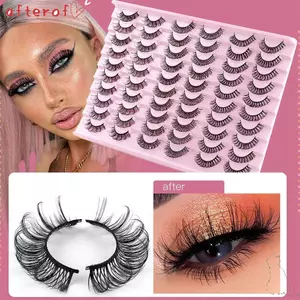 AFTEROF Nga Lông Mi Giả Dụng Cụ Trang Điểm Mắt Thời Trang Nữ Lông Tơ Nhiều Lớp Wispy loe Tự Nhiên Dài Giả Chồn Tóc
