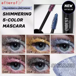 Bàn chải lông mi lấp lánh AFTEROF, 5 màu Galaxy Sequins Diamond, Nhanh khô chống thấm nước Shining Curling Thick Shimmer Makeup