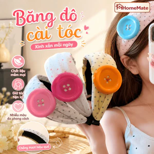 Băng Đô Cài Tóc HomeMate Phối Cúc Áo Y2K Chấm Bi, Bờm Tóc Bản To Dễ Thương Đi Biển Chụp Ảnh