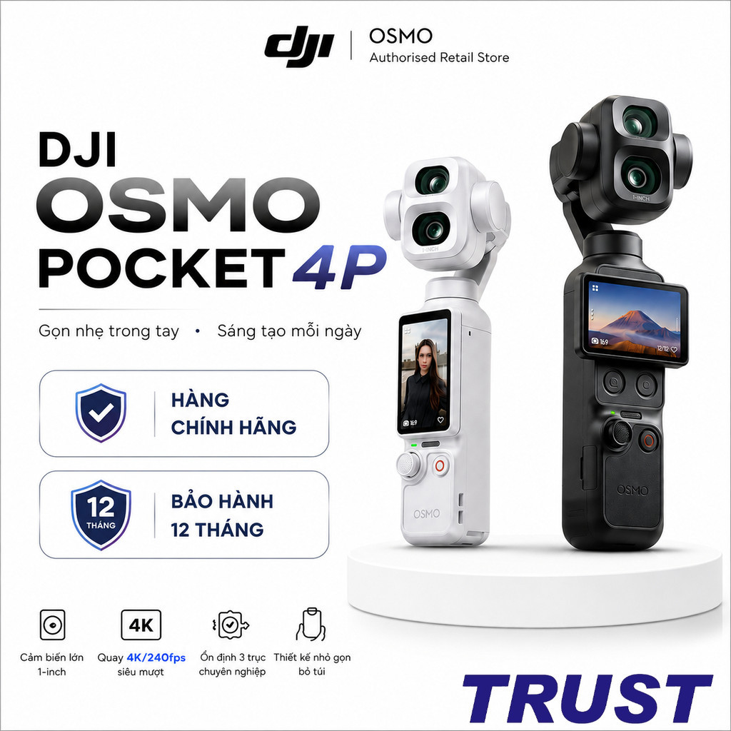[HOT] DJI Osmo Pocket 4P Chính Hãng -Camera Gimbal 3 Trục Camera Kép - Quay 4K/240fps - Bộ Nhớ 103G