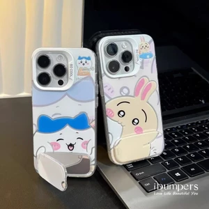 ibumpers Ốp Điện Thoại iPhone Cặp Đôi Dễ Thương Sasuke Chiikawa Gấp Gương Đứng Cho IPhone 16 15 14 12 13 11 Pro Max IP 7 8 Plus X XS XR Ốp Lưng IMD Cứng Và Nhẵn