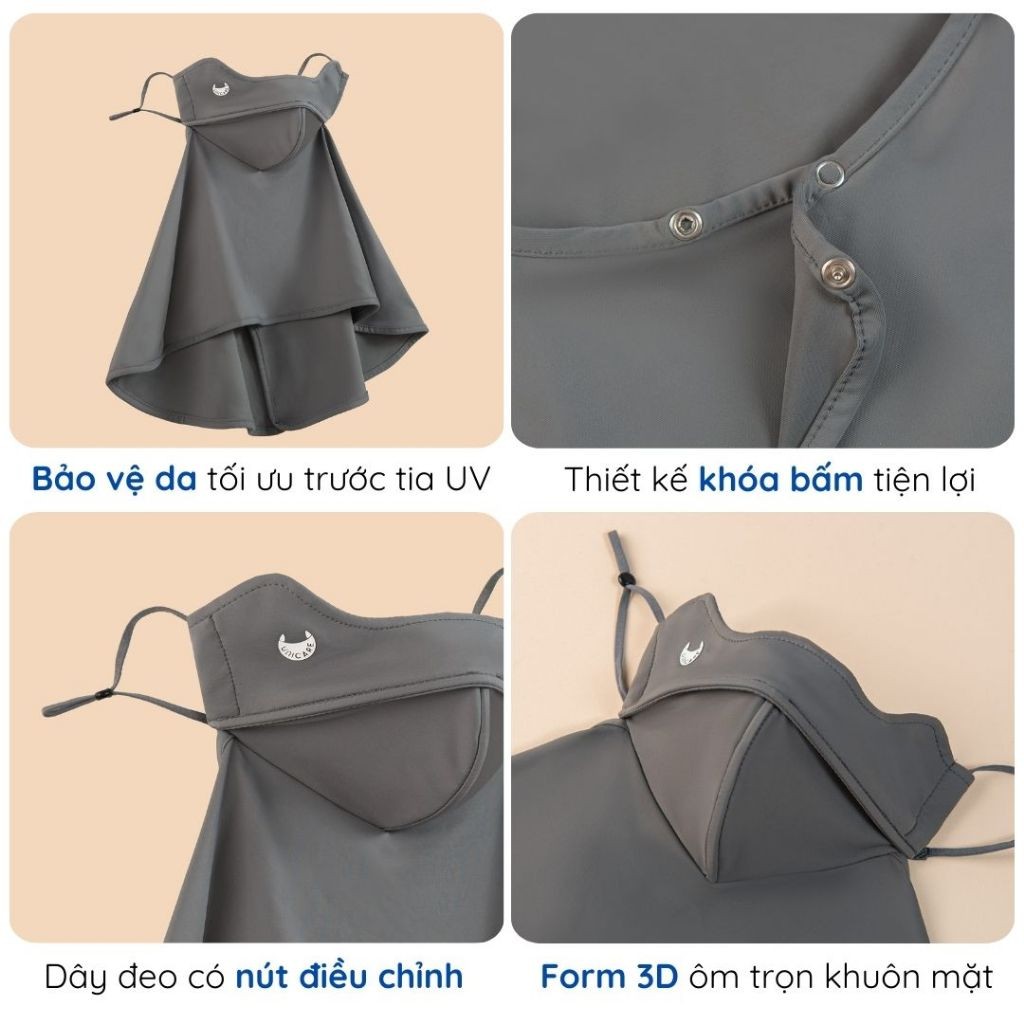 Khẩu trang trùm cổ Unicare Neck Proof, khẩu trang chống tia cực tím che kín cổ, vải mềm mịn, thoáng khí - Chính hãng