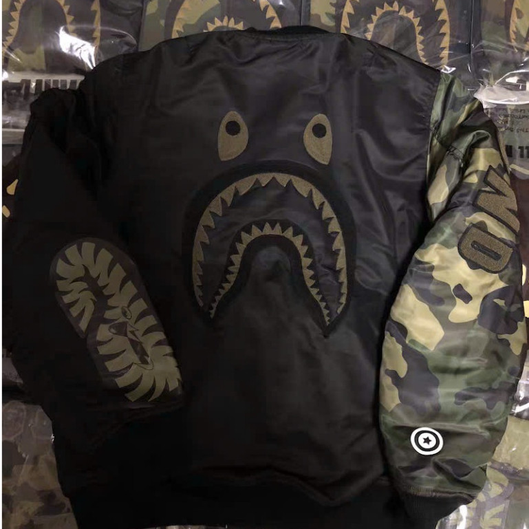 Áo Bomber Bape Phối Tay Rằn Di KCloset Áo Khoác Gió Dù 2 Lớp Dày Dặn Dáng Rộng Nam Nữ NA989