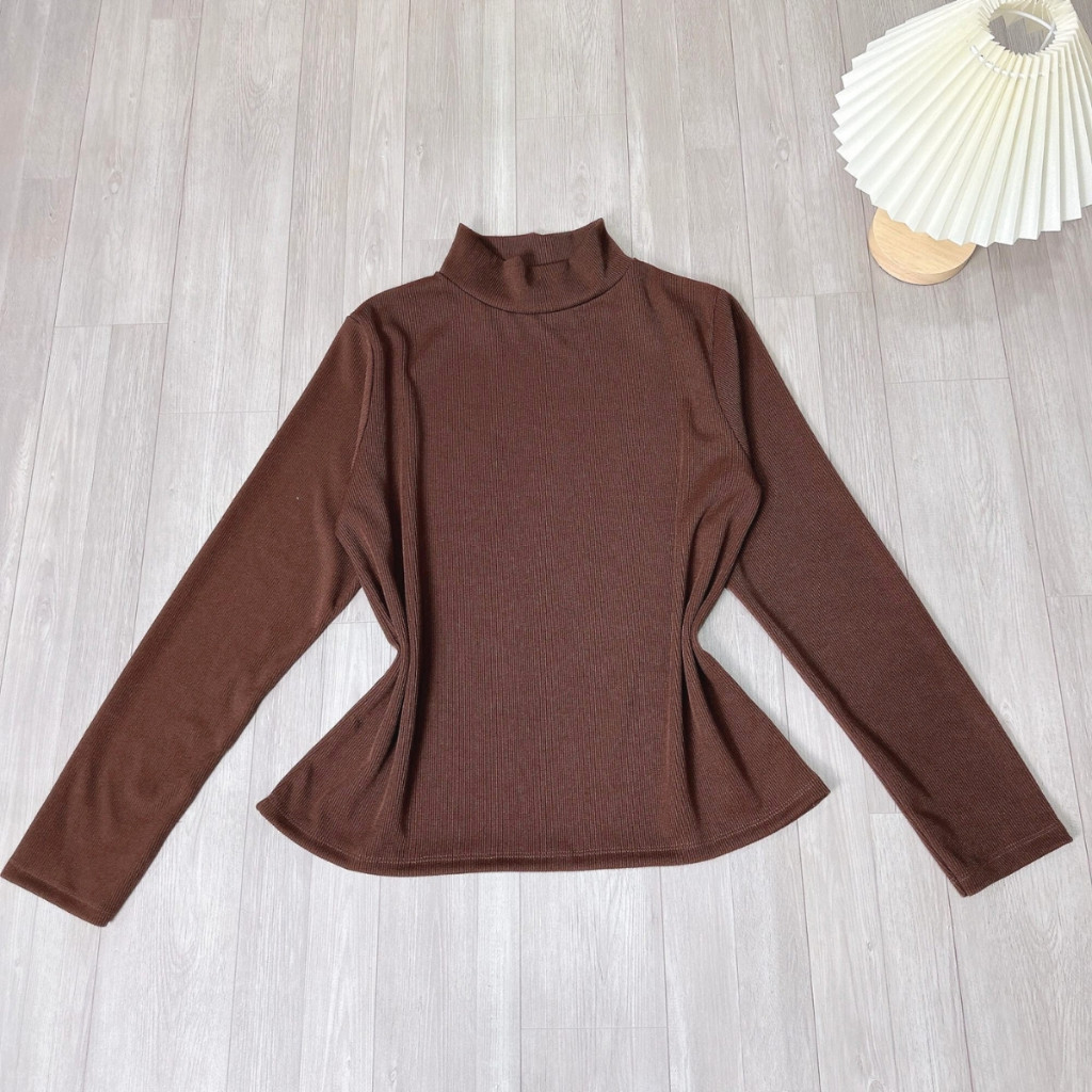 Áo Thu Đông Bigsize Nữ Cô Nhỏ Big Size – Áo Thun Tăm Cổ Lọ Tay Dài Dành Cho Nàng 58–95kg G216