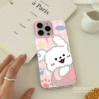 ibumpers Ốp Điện Thoại iPhone Cặp Đôi Dễ Thương Họa Tiết Chó Con Ốp Lưng Điện Thoại Có Chân Đế Thiết Kế Cho IPhone 11 12 13 14 15 16 Pro Max