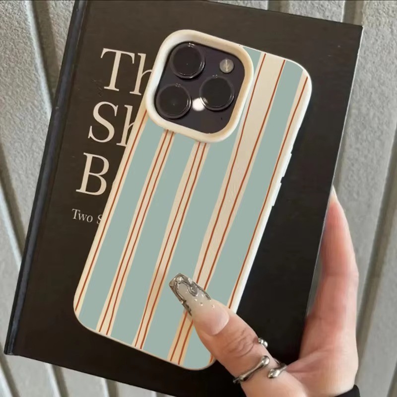 Ốp Lưng Tương Thích Cho iPhone 11 16 14 15 12 13 Pro Max 16e 14 15 Plus XR X XS Max Màu Xanh Sọc Đường Đỏ Họa Tiết Lichee Vỏ Silicon Mềm Chống Sốc