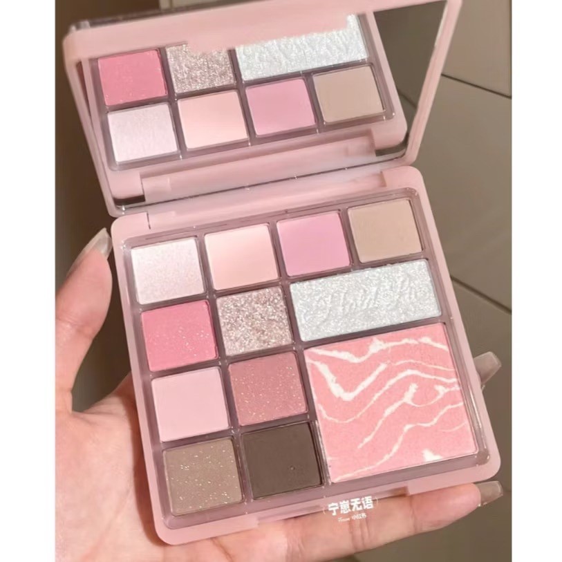 Bảng Phấn Mắt HOLD LIVE HL755 12 Ô Vườn Hoa, Hoa Khô Kèm Má Hồng/Highlight Secret Garden