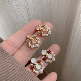 Bông tai ngọc trai gardenia retro tinh tế, nhỏ gọn