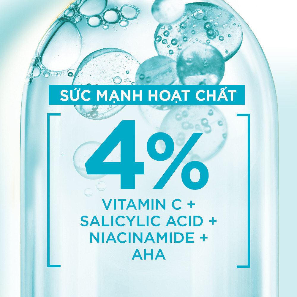 Bộ đôi dưỡng chất cho da dầu mụn Garnier Bright Complete Anti-Acne Serum 4% [Niacinamide, BHA, AHA, Vitamin C] 30mlX2