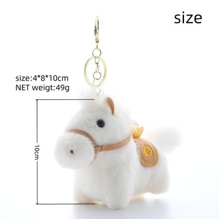 Móc khóa ngựa sang trọng ZENIHCO, Mặt dây chuyền ngựa sang trọng tóc dài Yuanbao Pony, Mini 10cm Năm con ngựa Túi động vật nhồi bông Mặt dây chuyền cặp đôi