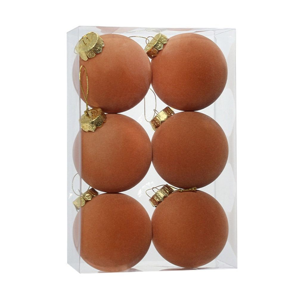 MARGREDY 6 Bộ Trang Trí Quả Bóng Giáng Sinh, Kích Thước 8CM Mặt Dây Chuyền Cây Giáng Sinh Màu, Tiệc Cưới Quà Tặng Bóng Nhung Nhựa Đồ Trang Trí Năm Nhà Trang Trí Giáng Sinh